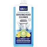 WoldoClean Scherkopfreiniger Nachfüllflüssigkeit 1.000ml - Kompatibel mit Braun Clean & Renew Kartuschen & Stationen, Rasierer Reiniger mit Alkohol (90%), Pflegeöl & Frischem Lemon Duft