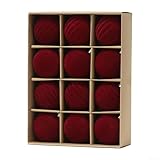 12-teiliges Samtbeflockungs-Weihnachtskugel-Set für Baumdekoration, Kunststoff-Hängeornamente in Weinrot, Grün, Kaffee, DIY-Urlaubsdekoration, 6 cm und 8 cm Durchmesser (8 cm weinrot)