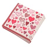 HEMOTON 40 Blatt Herzförmige Party Servietten in Rosa Weiche Papierservietten mit Quadratischer Form Stilvolle und Strapazierfähige Napkins für Valentinstag Hochzeit Jubiläum und