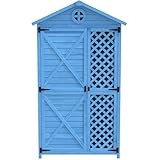 Werkzeugschuppen Gartenhaus aus Holz 90x56x175cm, Outdoor Holz Gartenmöbel Aufbewahrungsschuppen mit 3 Regalen, Wetterfestes Gerätehaus für Terrasse