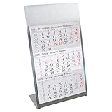 Timr Tischkalender zum Aufstellen aus Edelstahl I für 2 Jahre 2025/2026 I 3-Monats-Kalender Block Magnet I mehrsprachig I tr_093