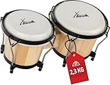 XDrum PERC Bongos Club Weinrot - 2 Trommeln mit 6' und 7' - Bongotrommeln mit stimmbaren Naturfellen und Stimmschlüssel - Holztrommeln Natur