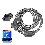 GRIFEMA GAK1203-12 Fahrradschloss, Diebstahlsicherung, Kabelschloss mit 5-stelliger Kombination, für Fahrräder, Motorräder, Scooter, 120 cm, Schwarz