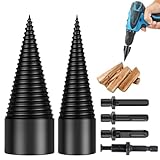 Holzspalter Schraube Kegel Set, 42mm + 32mm Bohrkegel Holzspalter mit 4 Bohrgriffe Spaltholzkegel Holzspalterbohre, Schraube Kegel Schaft Holzspalter Bohrer Brennholzbohrer für Bohrmaschine