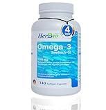 HerbBio Omega 3 Kapseln hochdosiert – 1000mg Fischöl - 180mg EPA und 120mg DHA pro Kapsel - Omega 3 Laborgeprüft - 100% Rindergelatine Halal zertifiziert - Made in Germany (140 Kapseln)