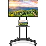 RFIVER TV Ständer Rollbar, Fernsehständer TV Wagen mit Rollen, TV Rollwagen Höhenverstellbar für 32-80 Zoll LCD LED OLED Plasma Flach & Curved Fernseher bis zu 50 KG, Max VESA 600x400 mm