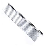 Haustier Stahlkamm mit abgerundeten Enden Edelstahlzähne, Metall Cat Cat Dog zum Entfernen von Verwicklungen und Knoten, Pudelpflege Deshedding Tool, 7 1/2-Zoll L. Silber