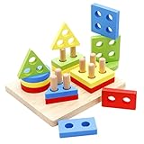 Abaodam Geometrische Bausteine Set Stapelspiel Und Formensortierer Für 20 Teile Pädagogisches Zur Von Kreativität Und Feinmotorik