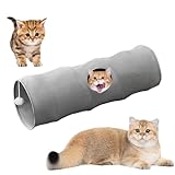 Gerader Katzentunnel, Katzenröhre | Interaktives Katzenspielzeug mit Spielball und Guckloch - Katzenhöhle, Faltbarer Haustiertunnel, Versteckspielzeug für Katzen, Kaninchen, Welpen