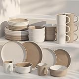 Hausfelder Geschirrset 8 Personen 32teilig Steingut – Tafelservice Set mit Teller, Schalen & Becher – spülmaschinenfest Geschirr modern (32-teiliges Set)