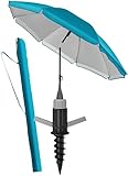 4smile Sonnenschirm Strand SunnyJoy 3-IN-1-SET, Fb. Türkis - Strandschirm Ø 200 cm + Bodenhülse + Schutzhülle - Strandschirm windfest stabil, Strandschirm mit UV-Schutz 50+
