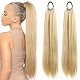 TTIAYAO 2 Stück Zopf Extension Ponytail Extension 60 Cm Pferdeschwanz Haarteil Extensions Haarverlängerung Zopf Blond für Damen Mädchen Täglichen Gebrauch und Spezielle Anlässe