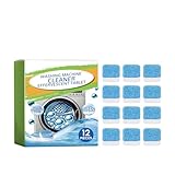 Waschmaschinen-Reiniger-Tabs (12er-Pack) True Fresh Waschmaschinen-Reiniger-Tabs 12er-Pack Waschmaschinen-Reiniger Endlich alle Waschmaschinen sauber, auch HE Front Top Fenster (Sky Blue, 8x3.5x10cm)