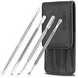 ROBBX® Nagelhautschieber Set inkl. Löffel, Schieber & Spatel | Edelstahl Nagelschieber Kit für Nagel und Nagelhaut | Cuticle Pusher, Hautschieber