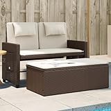 IKAYAA Gartensofa Ausziehbar Rattan Sofa 2 Sitzer Lounge Sofa Outdoor Kleines Balkon Sofa mit Hocker Balkonmöbel Rattansofa Bank Sitzbank Balkon Lounge Gartenbank Klappbare Beistelltisch