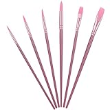 DOPENSPI 6 Stück Pinselset Acrylfarben, Künstlerpinsel Pinsel Set, Haarpinsel Nylon Acryl Pinsel Set für alle Arten der Malerei, Ölmalerei und Aquarellmalerei, auch für Anfänger(Rosa)
