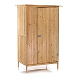Wiltec Gartenhaus mit 1 Tür in Naturfarbe Holz 92 x 57 x 154cm Gerätehaus für den Garten Geräteschuppen Gartenschrank Geräteschrank