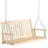 Outsunny Gartenschaukel für 2 Personen Schaukelbank Hängebank Massivholz Patio Terrasse Hinterhof Natur 117 x 69 x 60 cm