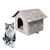NSXIN Katzenhaus Draußen Winterfest Wasserdicht Katzenhöhle, Faltbares Outdoor Isoliert Hundehöhle Große Katzen Outdoor Pet House, Waschbar Wetterfest Kuschelhöhle Tierheim Für Streuner Haustiere (L)