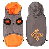 Idepet Winddichter Hundemantel, Haustier Hund Winter warme Jacke Weste Outdoor Baumwolle Hund Hoodie Outfit Bekleidung für kleine mittelgroße Hunde Katzen
