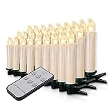 Forever Speed 20-60er Weinachten LED Kerzen Weihnachtsbeleuchtung Lichterkette Kerzen kabellos Weihnachtskerzen Weihnachtsbaum Kerzen mit Fernbedienung kabellos Baumkerzen(milchweisse Hülle, 30er)
