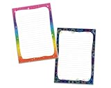 Schreibblock Blöcke Kindermotiv Notizblöcke mit Linien für Mädchen Briefblock Notizblock liniert 2er Set (2 Blöcke: Glitzer, Blau mit je 25 Blätter in A5-Format)