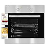 Exquisit Einbaubackofen, Backofen Einbaugerät Silber, 62 L Garraum, Einfache Bedienung, Backofen klein, EBE 555-1.1