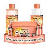 Garnier Fructis Glanzverleihendes Haarpflege-Set für langes und glanzloses Haar, Mit Vitamin- und Lipidkomplex, Ananas Hair Food Shampoo (400 ml), Spülung (400 ml), 3in1 Maske (400 ml), 3-teilig