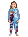 Disney Die Eiskönigin Jumpsuit für Mädchen - ELSA & Anna Frozen Overall Kinder Pyjama Schlafanzug Blau (DE/NL/SE/PL, Numerisch, 134, 140, Regular, Blau)