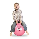 Relaxdays 10022554_52 Hüpfball Kinder, Hase, mit Griff, für Drinnen und Draußen, mit Tier-Motiv, weich, 45 cm Durchmesser, pink, 45 x 45 x 55 cm