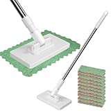 DAILIENFUS NEU Wischmopp mit Druck-Klemm-System: Ohne Händewaschen,1-Knopf-Wechsel, Automatisches Klemmtuch, Bodenwischer mit 10 wiederverwendbaren Mikrofasertüchern für einfache Reinigung