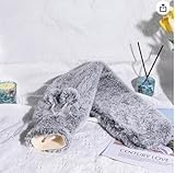 BOLEi Extra Lang Wärmflasche mit Bezug Flauschig,Auslaufsicher & Geruchlos,73cm Nackenwärmflasche Kann Zugebunden Werden,Geschenke für Männer Frauen(Lang-Grau)