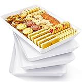 Lifewit Kunststoff Serviertablett, 34 x 24 cm, Großes Tablett, 4er-Set, BPA-frei, Wiederverwendbar, Servierplatte für Buffets, Feiern, Picknicks, Frühstück und Snacks, Weiß