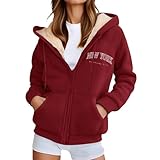 Generisch Damen Hoodie Fleecejacke Kapuzenjacke Winterjacke Sweatjacke Warme Plüschjacke Pullover Mantel Kapuzenpullover Mit Reißverschluss Outdoorjacke Jacke Wollmantel Plüschjacke Softshellmantel