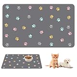 yolzhxe Napfunterlage Hund und Katzen, Saugfähige Schnelltrocknend Futtermatten für Haustier, 50 x 30 cm, rutschfeste Futtermatte Haustier, für Katzen und Hund, Grau