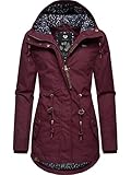 Ragwear Damen Winterjacke Warmer Kurzmantel mit Kapuze Monadis Black Label Wine Red22 Gr. L