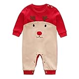 Weihnachtskostüm Baby Junge Cute Warm Strampler, Neugeborenes Baby Mädchen Junge Weihnachtsoutfits Baby Strampler Langarm Overall Weihnachtskleidung (C, 6-9 Months)