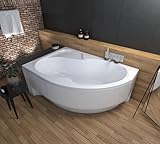 ECOLAM Eckbadewanne Badewanne Acrylwanne WELA + Ablaufgarnitur Füße Silikon (170x100 cm Links mit Acrylschürze)