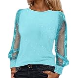 Glitzer Oberteile Damen Pailletten Oberteile Damen Silvester Outfit Elegant Sexy Bluse mit V-Ausschnitt Festliche Blusen Rave Party Faschingskostüme Party Karneval Kostüm