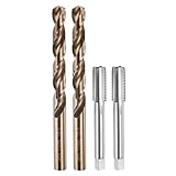 sourcing map Gewindebohrer und Bohrer-Set, 2 Stück M12 x 1,5 metrische gerade Nutgewinde-Gewindebohrer und 2 Stück 10,5 mm Spiralbohrer, unbeschichtet/geröstetes Gelb HSS-6542/M35 HSS-CO
