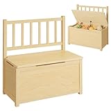 Bellabino Sora Kindersitzbank – Sitzbank Kinder mit Stauraum – Truhenbank aus Massivholz in Natur – Sitztruhe für Kinderzimmer – Spielzeugbank ab 2 Jahren