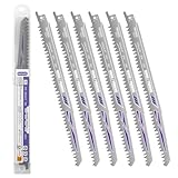 FACIACC Säbelsägeblätter Set 6 Stück für Holz Sägeblätt Säbelsäge für schnelle und saubere Schnitte Sägeblatt-Set für Säbelsägen Pruner Zubehör Säbelsäge, 225mm 5TPI