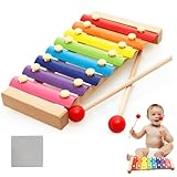 Xylophon Kinder, Glockenspiel für Kinder, Musik Xylophon aus Holz Bunte Tonleiter, 8-Keys