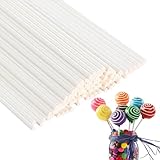 LABUYI 50 Stück Cake Pop Stiele,Cakepop Stiel,Cake Pops Stiele,Cakepopstiel,Lolli Stiele,Cake Pop Sticks,Lollipop Sticks,Zur Herstellung von Lutschern, Kuchen, Desserts,Weiß,15cm*3.5mm