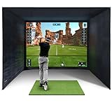 SimSpace Golf Simulator Enclosure with Impact Display Projection Screen, use with All Golf Launch Simulators and Monitors.