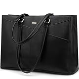LOVEVOOK Laptoptasche Damen 15,6 Zoll, Handtasche Damen Arbeitstasche Lehrertasche Groß, Wasserdicht Shopper Tasche Schultertaschen Aktentasche Umhängetasche Tote Bag für Business Schule, Schwarz