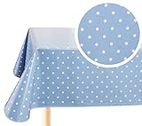 Wachstuch Tischdecke Wachstuchtischdecke Abwaschbar Eckig 140 x 180 cm Kleine Tupfen Blau Grau