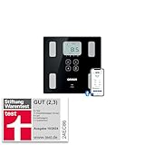 OMRON VIVA Personenwaage bietet präzise Gewichtsmessung, kombiniert mit Körperfettwaage für Viszeralfett, Muskel, Stoffwechsel, BMI sowie Herzgesundheit und Bluetooth-Sync zur OMRON Connect App