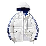 Vhersily Winterjacke Herren Wasserdicht Winddichte Jacke Warmer Mantel Skianzug Cardigan Outwear Bequeme Herbst Winter Weich Bequem Für Reisen, Golf, Laufen, Wandern, Weiß, XXL