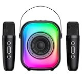 Aumotop Tragbare Kleine Karaoke-Maschine mit Atemberaubendem Sound für Partys zu Hause und Im Freien für Erwachsene und (Schwarz)